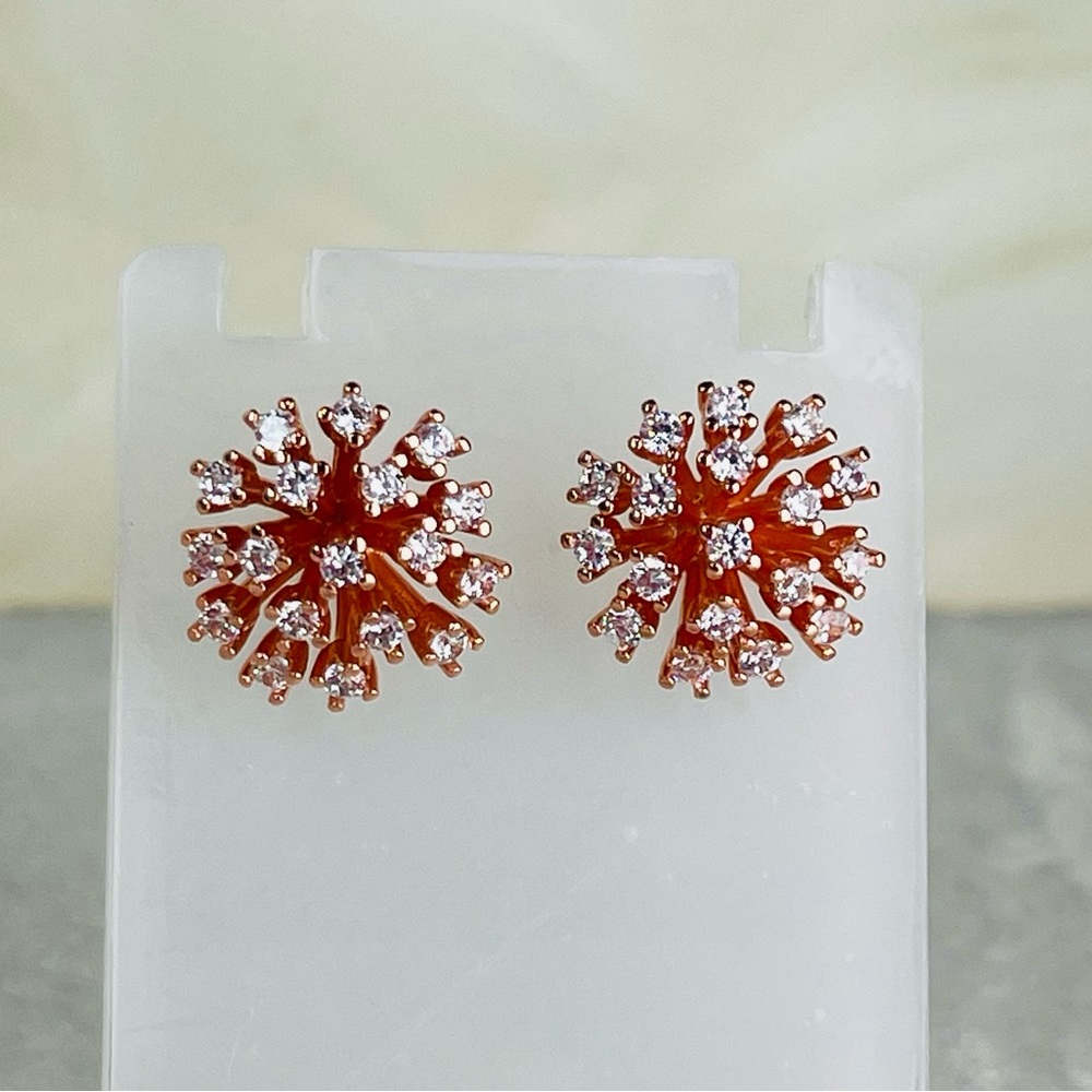 14k Rose Gold Plated Cubic Zirconia Stud Earrings.